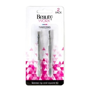 Beauty Worx 2pc Tweezers 8cm