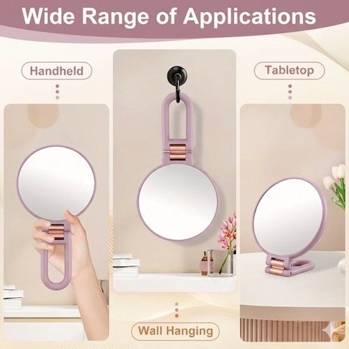 Magnifying Double-Sided Handheld Makeup Mirror - Image 2